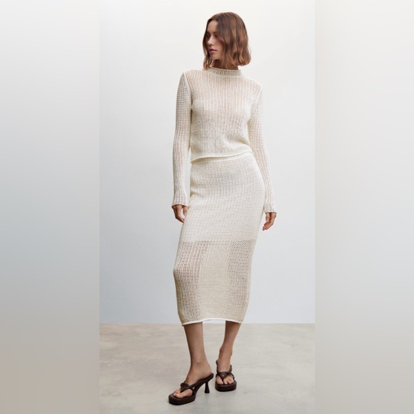 MANGO Openwork knitted skirt Size L - Picture 3 of 9